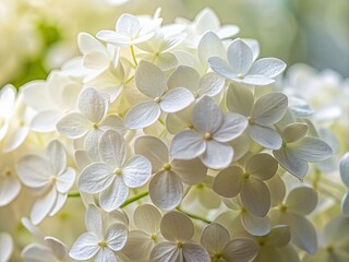 Close-Up of White Hydrangea Flowers in Minimalist Style - Elegant Floral Photography for Home Decor and Nature