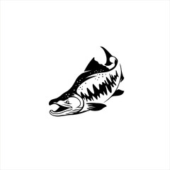 Modern Style of Sockeye Salmon Fish Logo vector Jumps out from the water. Amazing for your outdoor fishing Activity.
