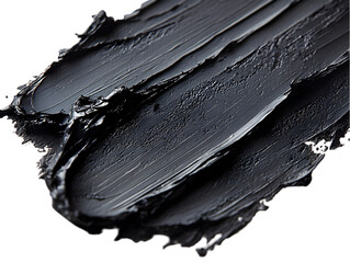 Close-up of rich, textured black paint strokes on a canvas, showcasing depth and detail.