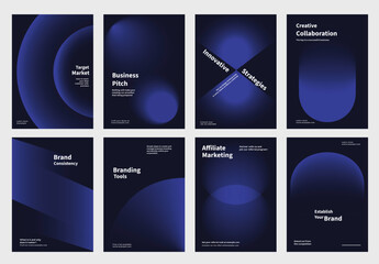 Creative design business marketing poster template vector set. Abstract dark blue gradient designs poster with Business marketing concept. Business modern dael blue gradient design template poster set