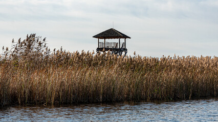 landscape with a birdwatching tower, a unique cultural landscape consisting of overgrown and...