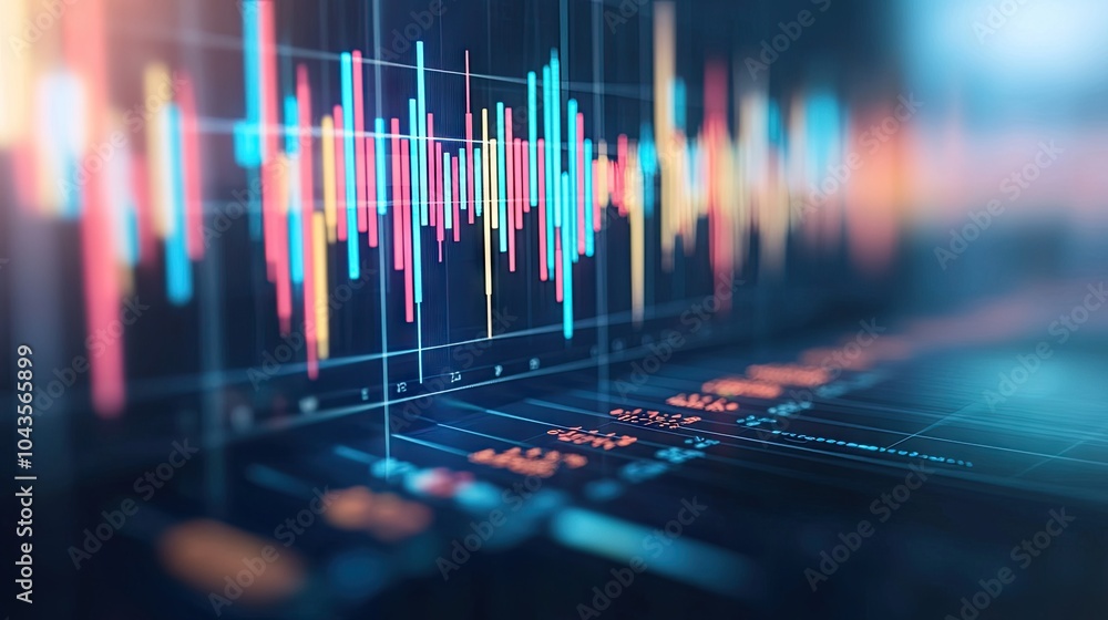 Poster a futuristic background showcasing e-commerce data, with colorful graphs, charts, and metrics visual