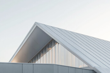 smooth aluminum roof in a sleek silver finish, installed on a modern sloped roof, 
