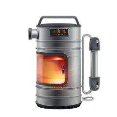 Naklejka premium Modern portable heater designed for efficient warmth, featuring a sleek design and adjustable settings for comfort.. Illustration, png isolated on an empty background