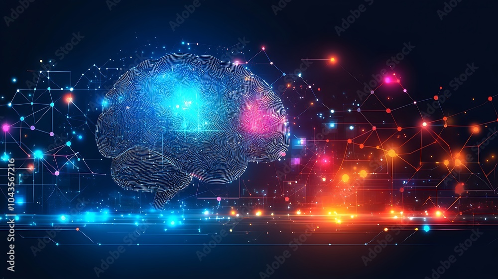 Poster abstract concept of artificial intelligence and data flow