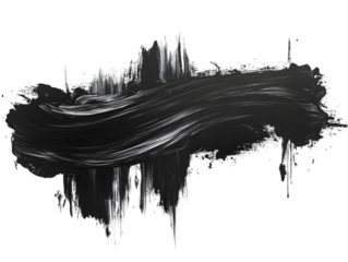 Abstract black paint stroke with dynamic texture and contrast.