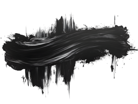 Abstract black paint stroke with dynamic texture and contrast.
