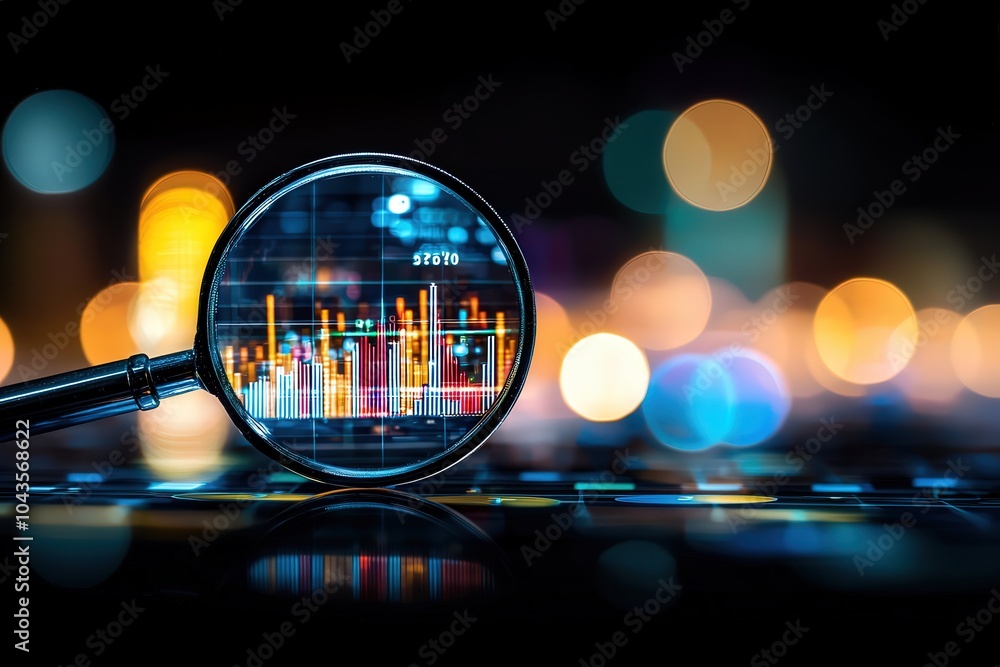 Aufkleber exploring data trends through a magnifying glass insights and analytics in focus