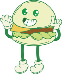 Happy Cartoon Burger Character