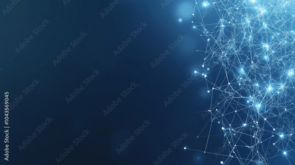 Aufkleber abstract technology network with glowing nodes and lines. modern and sophisticated background for ba
