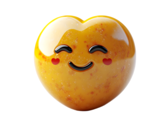 Adorable yellow heart emoji with a smiling face and rosy cheeks.