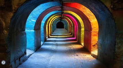 Obraz premium Colorful Dreamlike Vortex in Urban Tunnel Scene