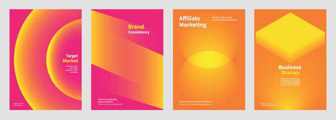 Abstract colorful shape gradient poster set. Business marketing Modern branding strategy in abstract colorful gradient poster. Abstract colorful vector poster set with business marketing concept.