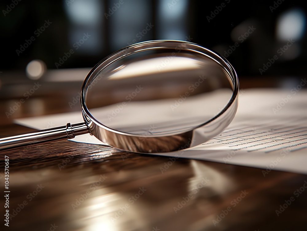 Aufkleber exploring the intricacies of documentation through the lens of a magnifying glass on paper