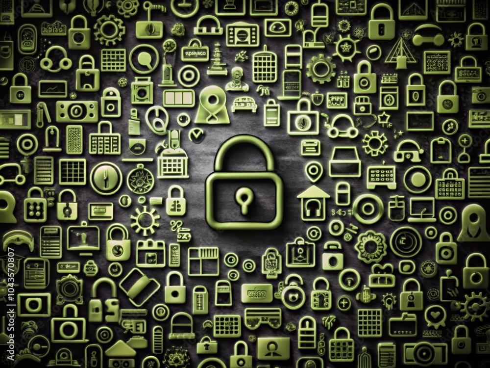 Poster comprehensive collection of security and protection icons in thin line style for safe living and bus