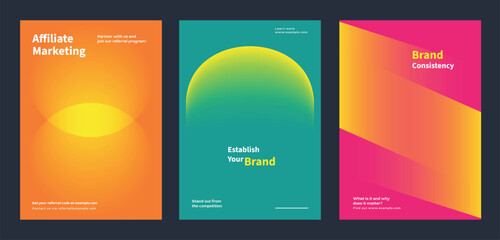 Creative design business marketing poster template vector set. Colorful Abstract gradient designs poster with Business marketing concept. Business modern colorful gradient design template poster set