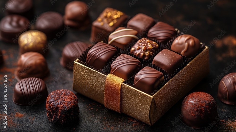 Poster a box of assorted chocolates sits on a table