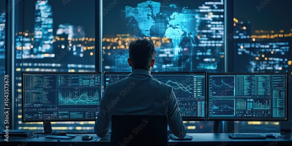 Aufkleber A futuristic network management system powered by AI-driven monitoring to ensure robust and secure data transmission.
