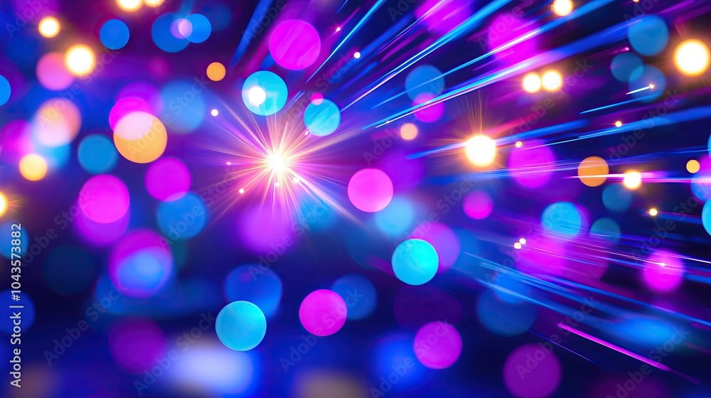 Poster abstract background with colorful lights and glowing streaks