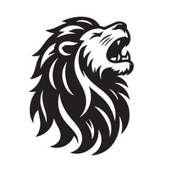 Black and White Roaring Lion Head Illustration