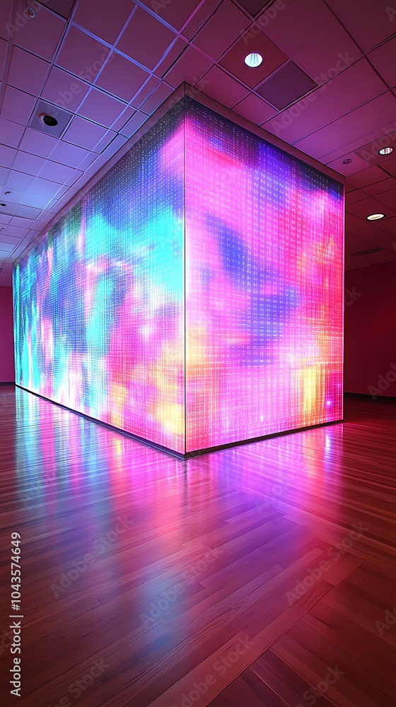 Poster mesmerizing display of light and color in modern space
