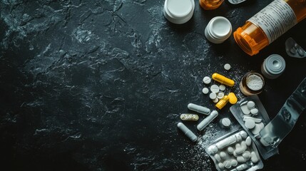 Drug addiction international day against drug abuse and illicit drug trafficking visuals featuring drugs set against a dark backdrop