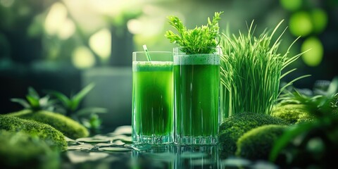 Vibrant Green Cocktail on a Countertop
