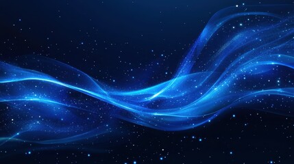 Abstract blue flow wave background with smooth curves and gradients creating a dynamic, flowing effect