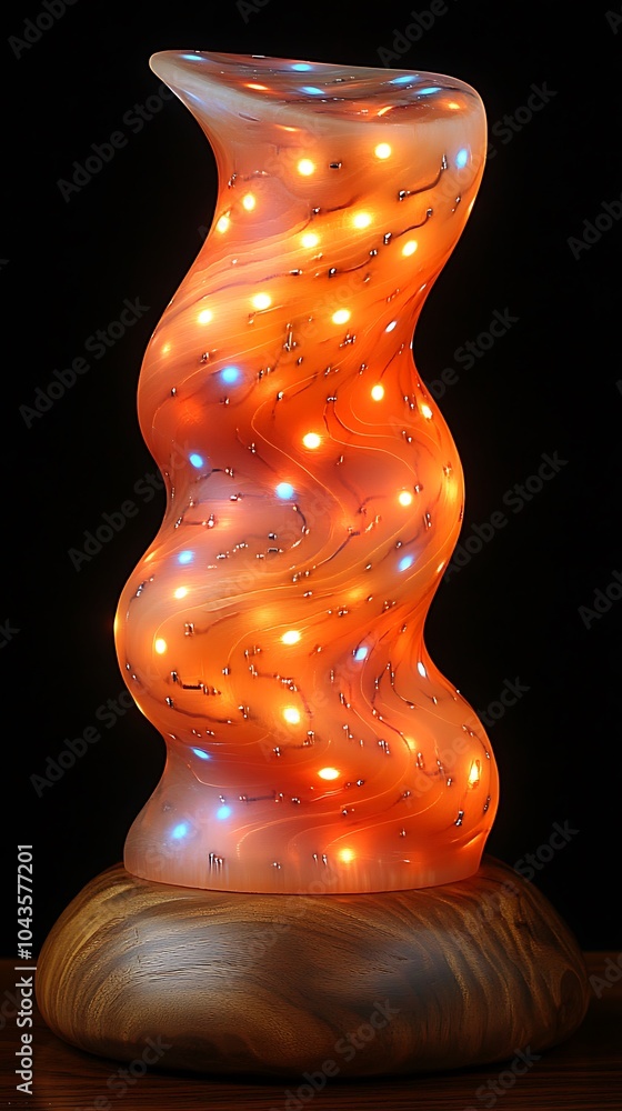 Poster interlocking circuits form a visual light sculpture