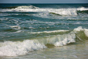 Waves crashing into the north Florida shoreline, at Topsail Hill Preserve, Santa Rosa Beach, Florida