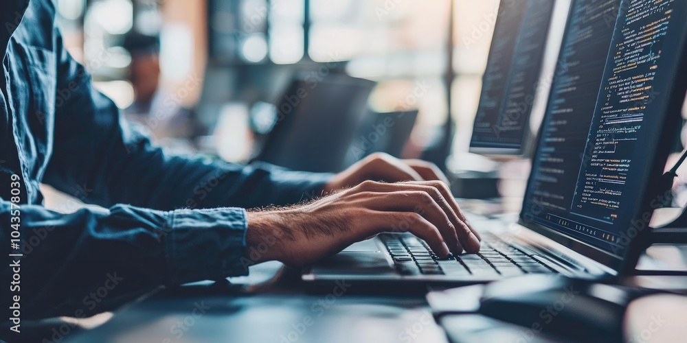Aufkleber an it professional secures data using encryption in an office environment, ensuring cyber protection