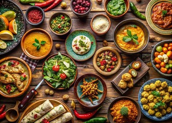 Fototapeta premium Culinary Choices: A Visual Journey at the Crossroads of Flavor and Direction in Food Photography