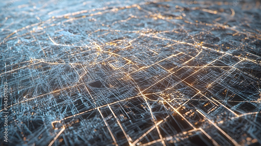 Poster A glowing geometric network representing AI's reinforcement learning model in a complex abstract design, 4K resolution