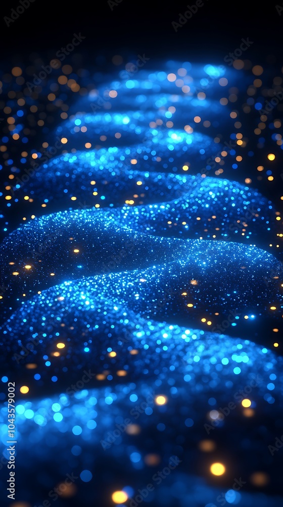 Poster surreal abstract waves in sparkling composition