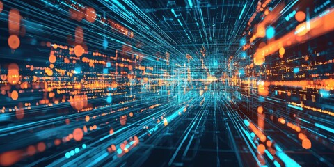 Fototapeta premium A cutting-edge information science lab using AI tools to explore new methods for data processing.