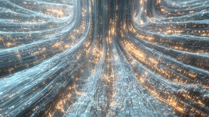 Fototapeta premium A serene, softly glowing network of interconnected shapes, symbolizing the balance of AI s decision-making processes, 4K resolution