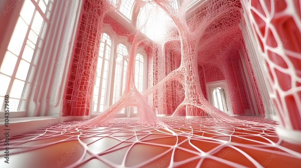 Poster A serene, softly glowing network of interconnected shapes, symbolizing the balance of AI s decision-making processes, 4K resolution