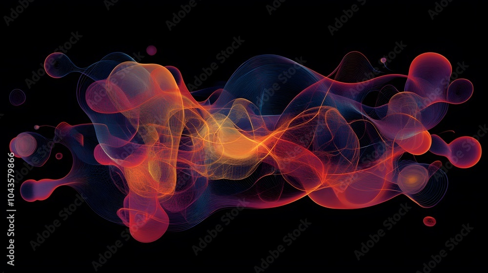 Aufkleber A glowing network of abstract shapes in a relaxed, meditative tone, representing the fluidity of AI models learning from data, 4K resolution