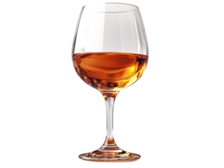 A glass of amber-colored wine beautifully reflects light, capturing an elegant and sophisticated ambiance.