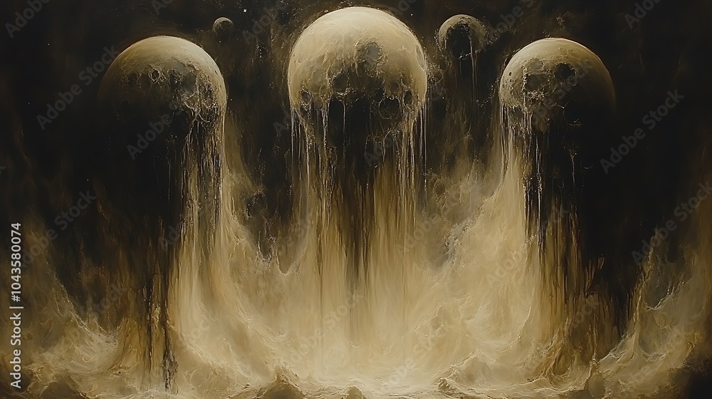 Poster Surreal View of an Alien Planet with Floating Elements