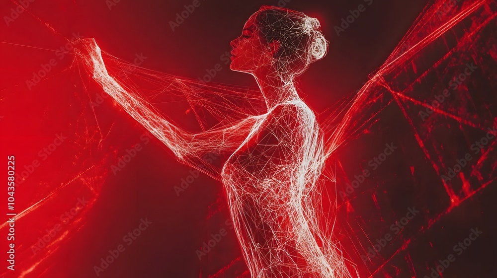 Poster a high-energy, neon-glowing network of shapes representing ai models in a futuristic, fast-paced atm