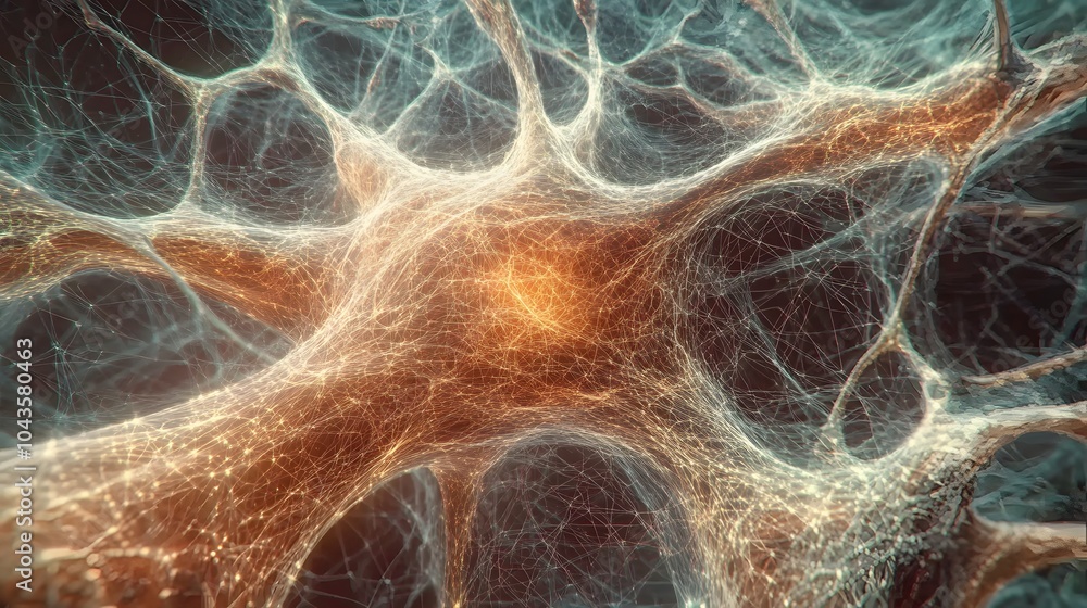 Poster A soft, glowing network of abstract forms illustrating the calm progression of AI models learning algorithms, relaxed and harmonious, 4K resolution