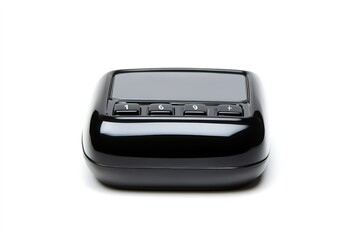 Black pager isolated on white with buttons and display.