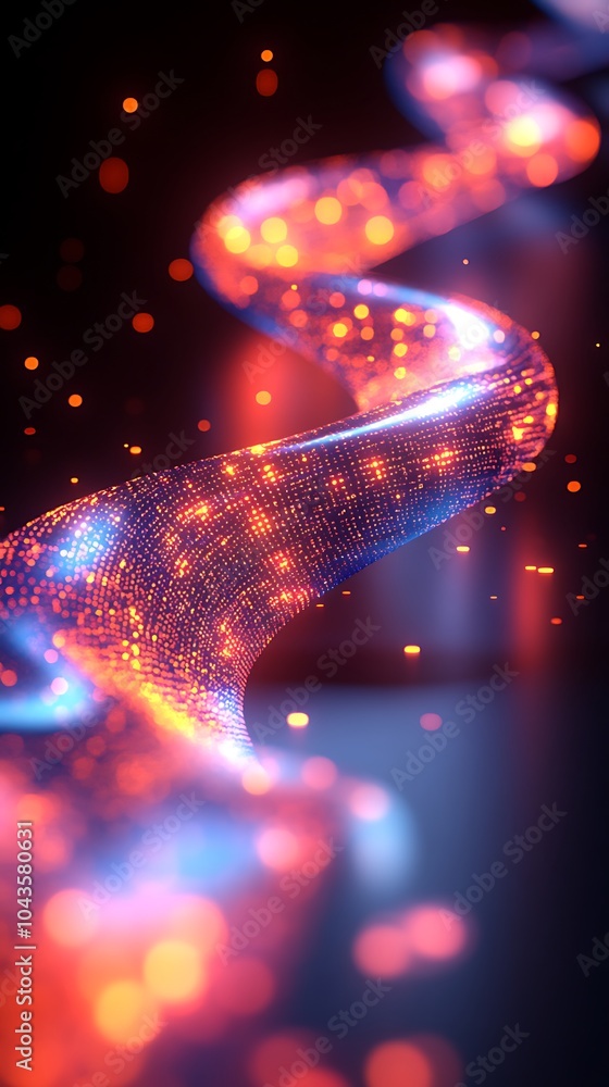 Poster colorful vortex of binary code swirling in space