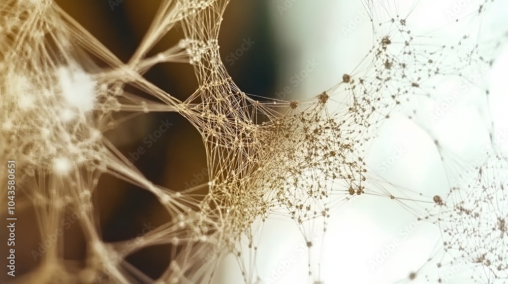 Poster A gentle, glowing network of abstract shapes representing the balanced, slow learning of AI models over time, abstract and calming, 4K resolution