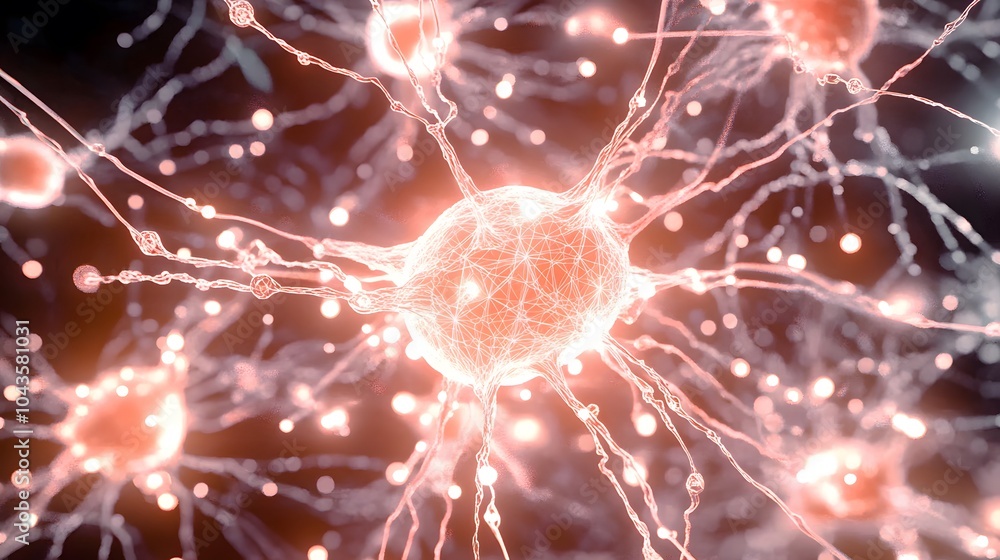 Poster a soft, warm glowing network of interconnected shapes, illustrating the nurturing environment of ai 