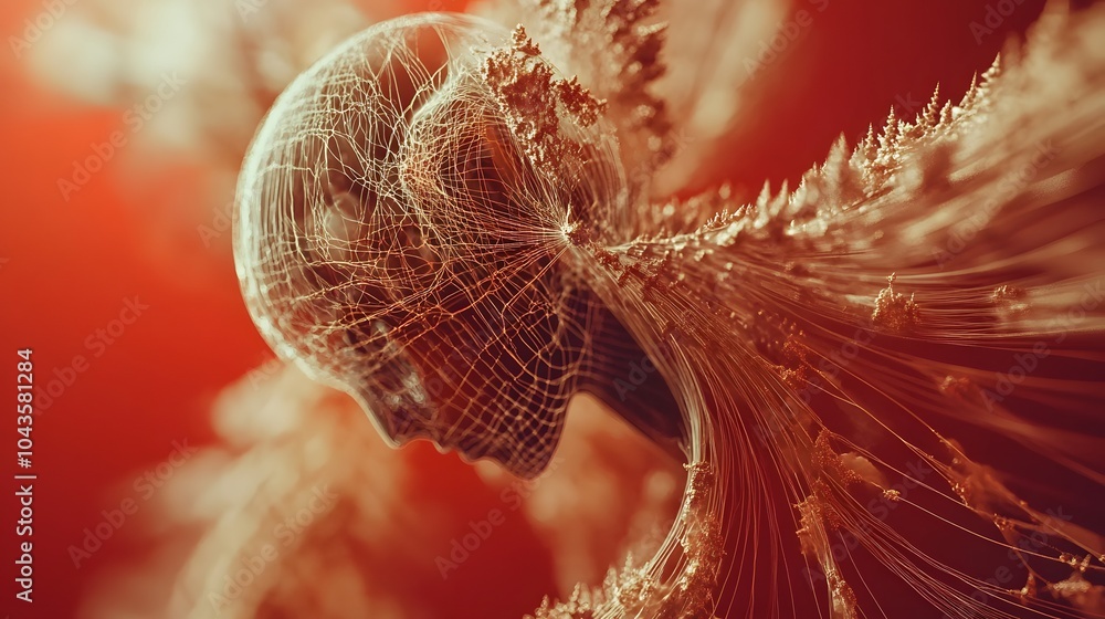 Poster a soft, nurturing glowing web of shapes representing the careful adjustments and growth of ai during