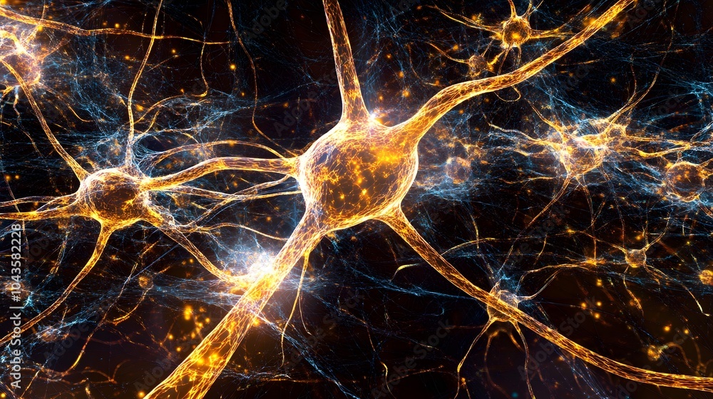 Poster A glowing web of abstract shapes, symbolizing reinforcement learning pathways in AI, 4K resolution