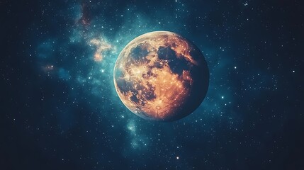 Fototapeta premium Futuristic Space Scene with Vibrant Planetary Surface