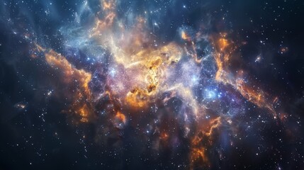 Fototapeta premium Realistic nebula surrounded by stars and cosmic dust in a deep space background